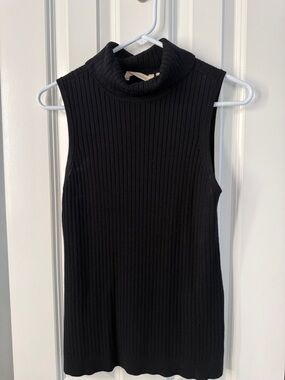 Soft Surroundings Black Sleeveless Ribbed Turtleneck